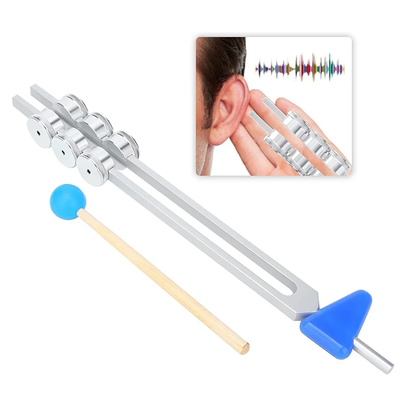 Hammer Vibration Stimmgabel 32Hz Stimmgabel aus Aluminiumlegierung mit Hammer Diagnosetherapie Gesundheitswesen Werkzeug