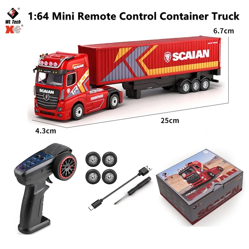 

Радиоуправляемый грузовик WLtoys 6408 1/64, миниатюрный, полноприводный, с пультом управления, 2.4 ГГц