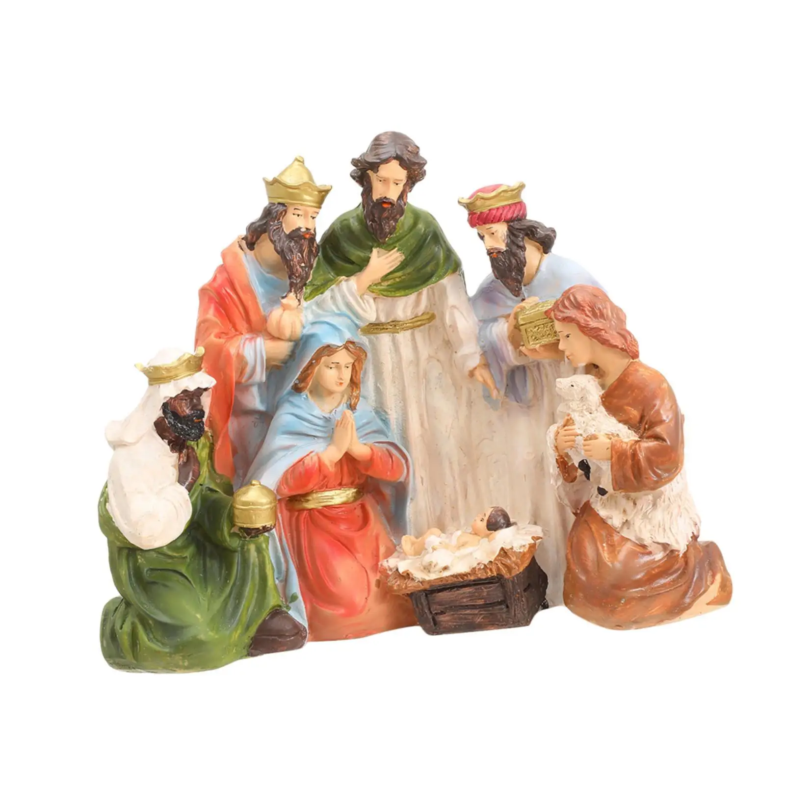 Christmas Nativity Figurine Tabletop Ornament for Office Indoor Living Room
