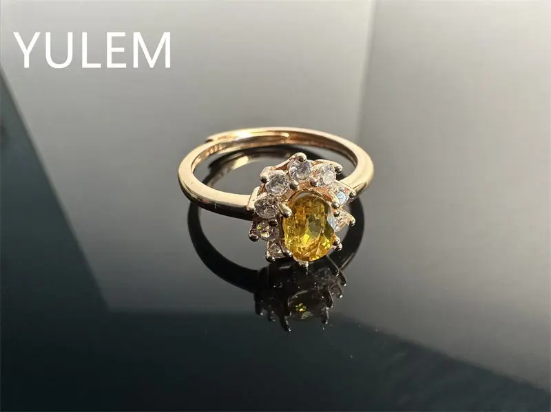 YULEM New Arrival Oval Cut Natural Yellow Sapphire 4x6mm with Silver 925 Fine Jewelry for Women Daily Wear