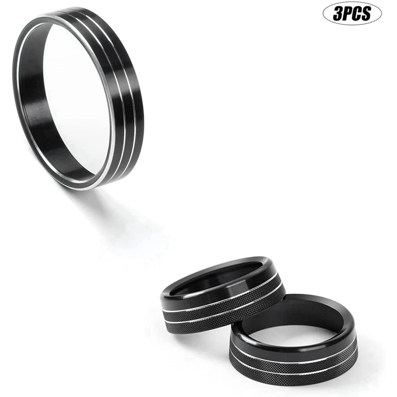Aluminium Alloy Headlight Volume Tune Knob Cover Trim Ring Interior Decor for Ford Mustang 2015-2021 Accessories,Black