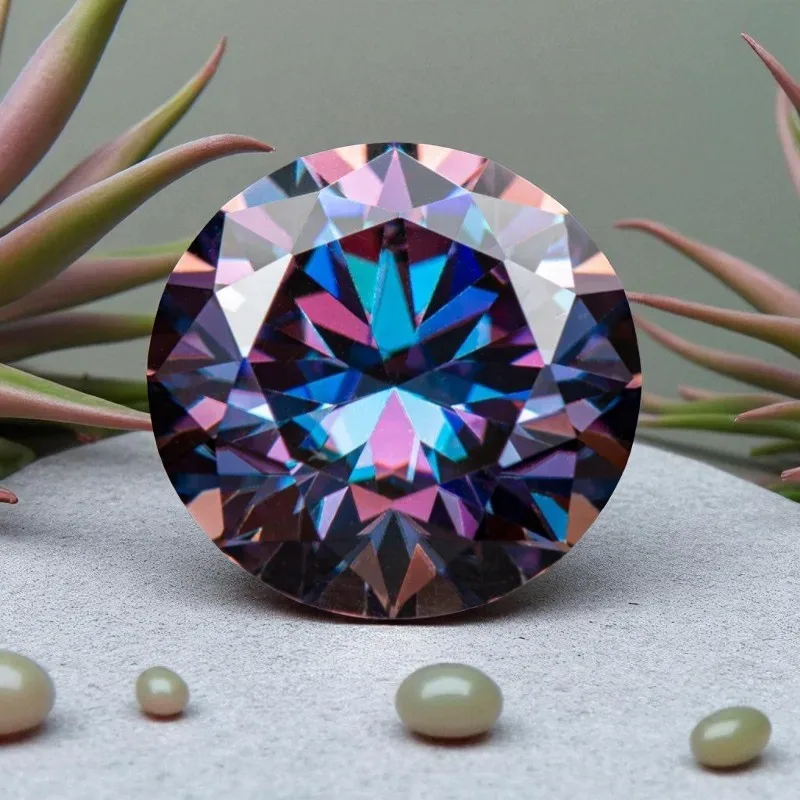 

Moissanite Stone Round Cut Emperor Purple Color Lab Created Diamond Diy Jewelry Making Materials with Certificate