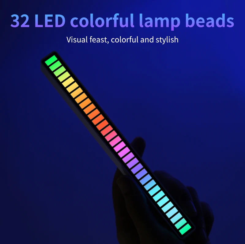 RGB Dây Đèn LED Ánh Sáng Âm Nhạc Âm Thanh Điều Khiển Bán Nhịp Điệu Môi Trường Xung Quanh Đèn Khí Quyển Đèn Chiếu Sáng Ban Đêm Cho Thanh Xe Ô Tô Tivi Phòng Chơi Game trang Trí