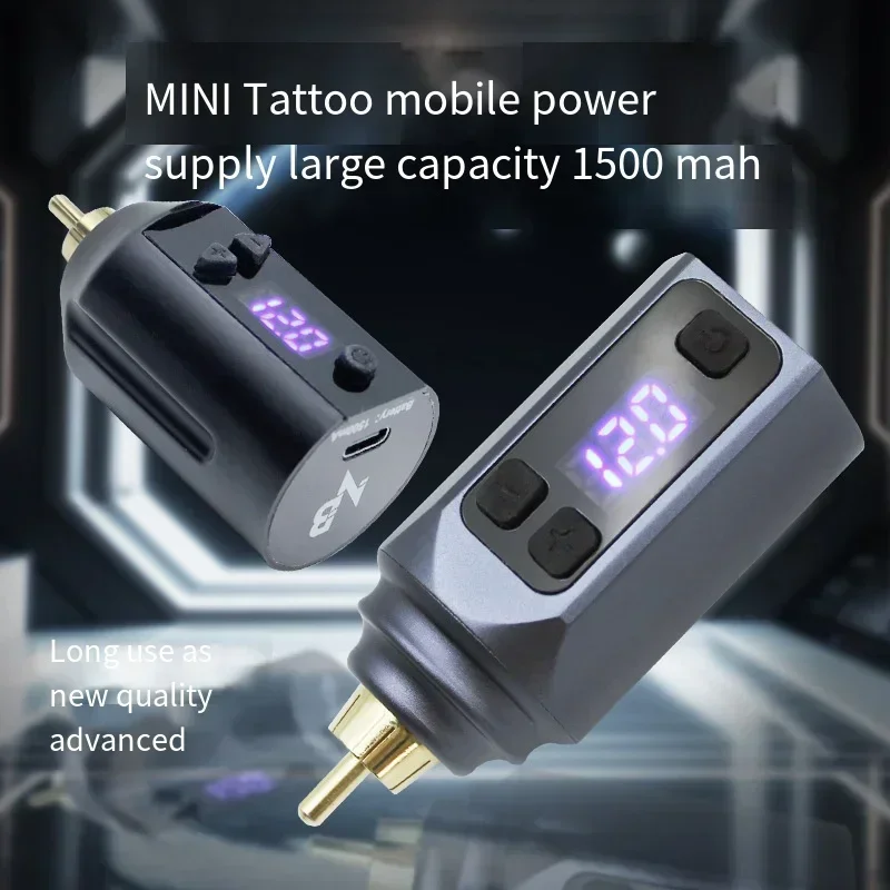 Wireless Tattoo Power Supply 3‑12V Adjust Interface 1500mAh Large Capacity Tattoo Machine Battery RCA Interface Power Stabilizer