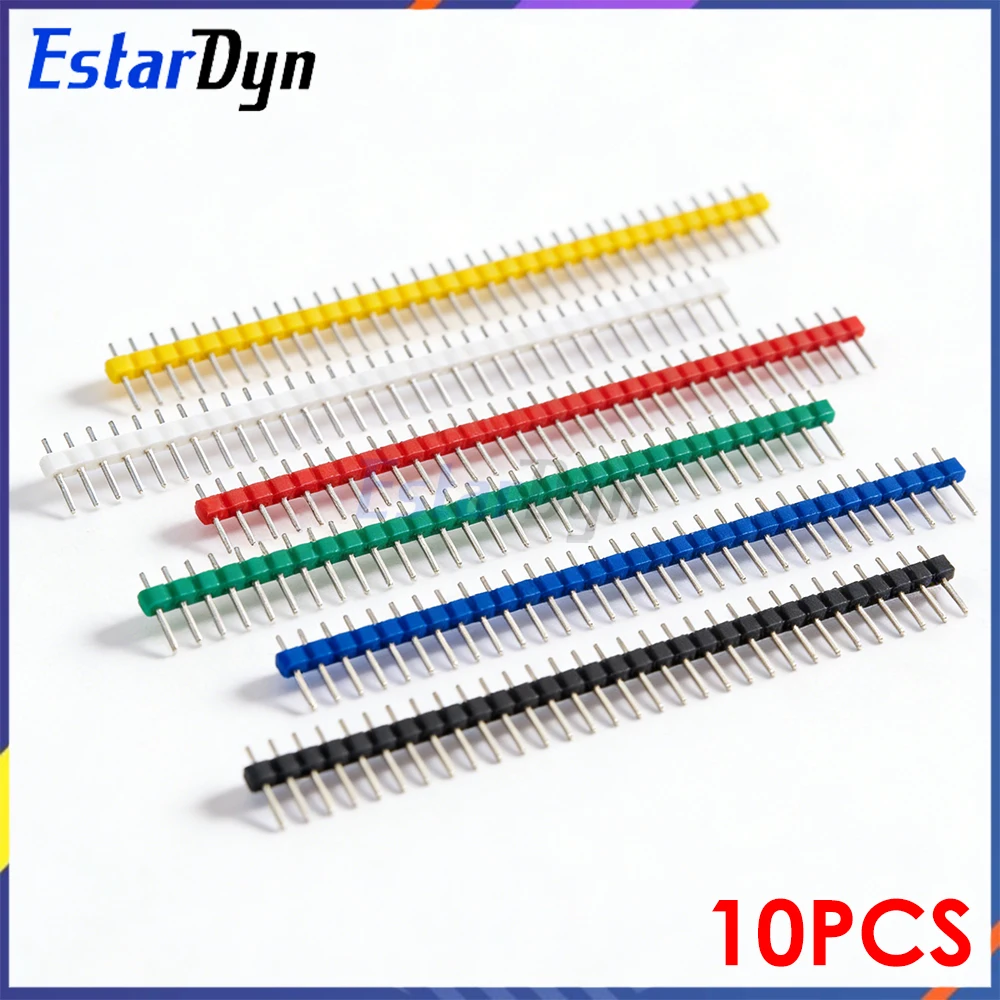 

10 шт. 40-контактные однорядные разъемы-штыревики 1x40 с шагом 2,54 мм, разъемные, белые/черные/красные/синие/зеленые/желтые