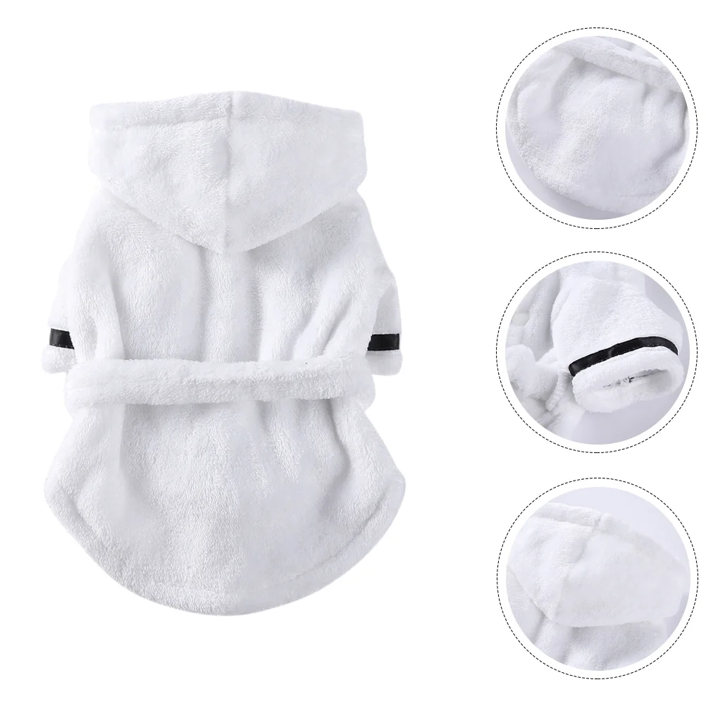 

Dog Clothes Pet Bathrobe Small Comfortable Towel Polyester White Puppy Supple Man