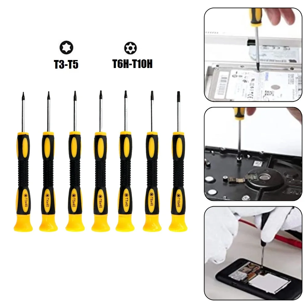 ไขควง Torx ที่มีประสิทธิภาพชุดสําหรับ Xbox/Controllers PS3 โทรศัพท์มือถือ 7pcs T3 T10H ไขควงชุดซ่อมที่เชื่อถือได้