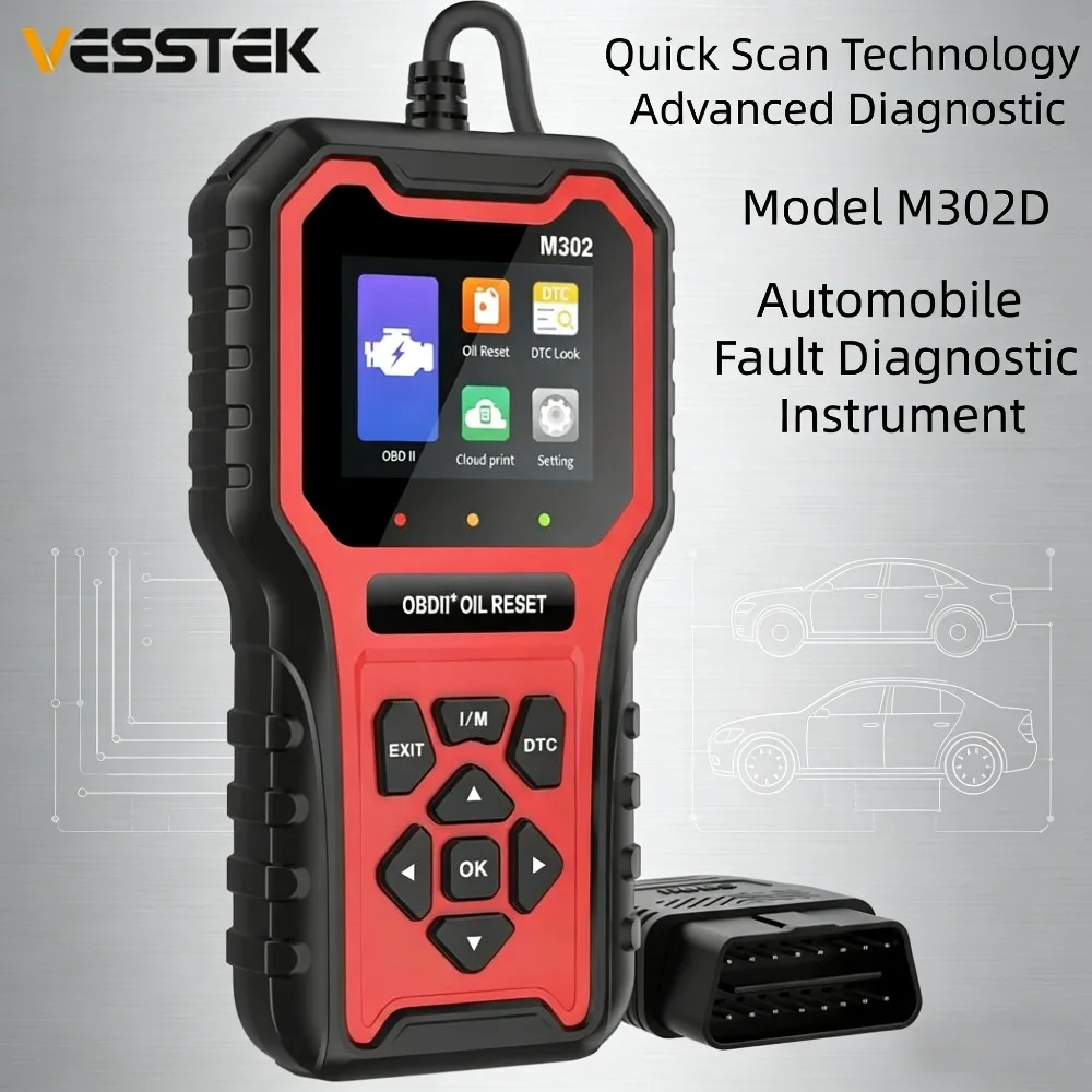 VESSTEK OBD2Car Diagnostic Scan Tool Car Maintenance Light Reset car Engine Fault Diagnosis car Engine Fault Removal M302D