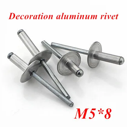 100pcs/lot M5*8 Aluminum POP Head Rivet Core Pulling Decoration Rivets with Big Hat