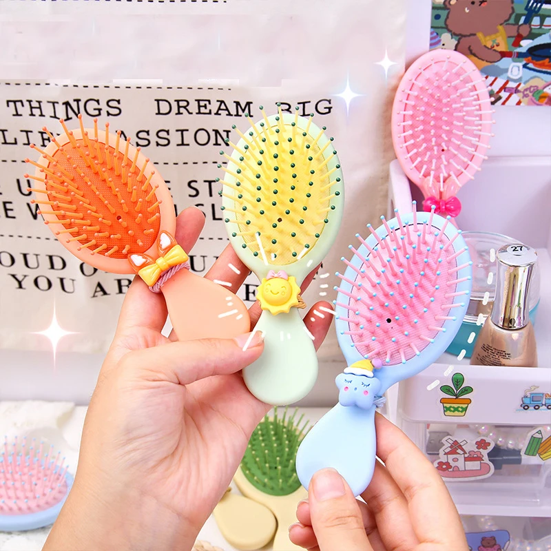 Anti-screw Massage Portable Candy Color Hairbrush Air Cushion Untangling Hair Brush Comb Rope for Women Baby Mother-kids Things