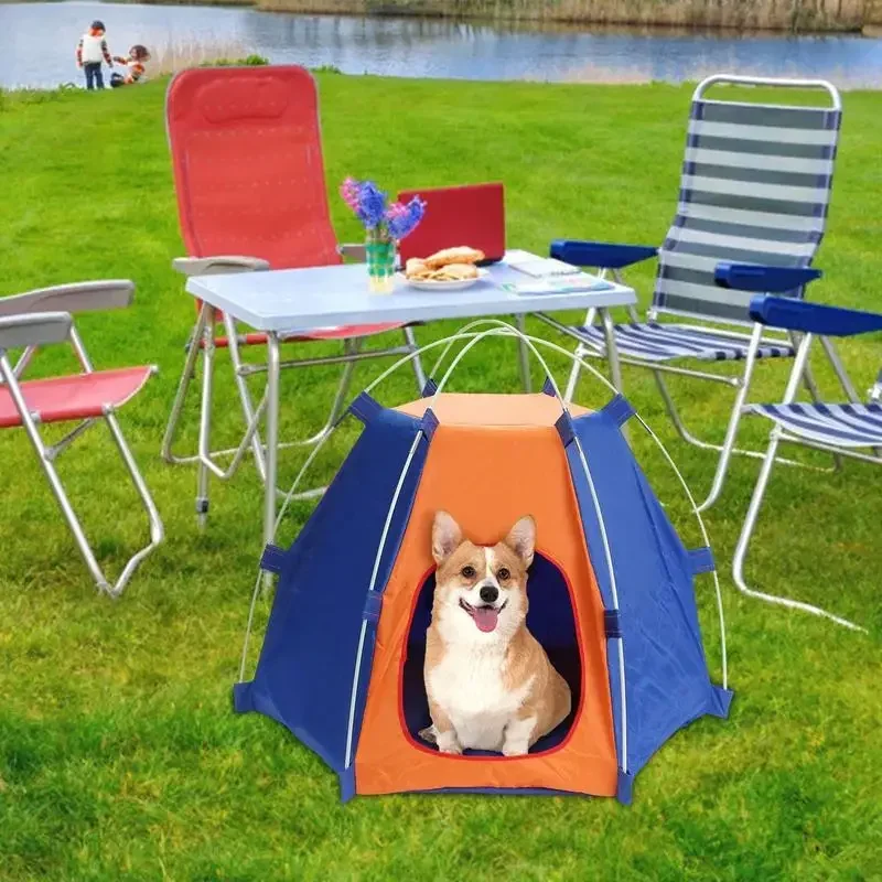 Pet Camping Tent Dog Tents Cat Kennel Puppy House Outdoor Sun Protection Breathable Foldable Tent Waterproof Tent Pet Supplies