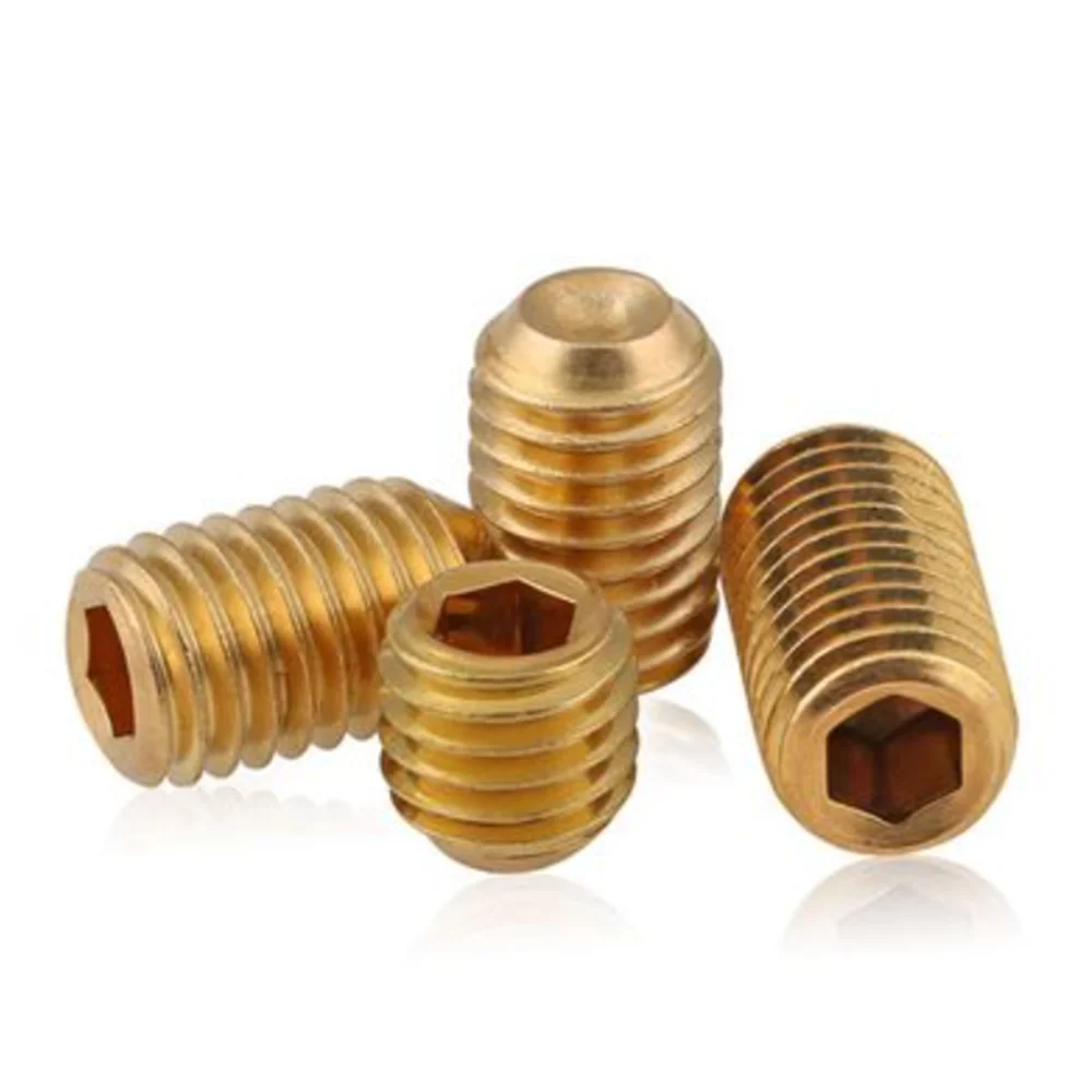 50pcs M8 M10 DIN916 무두볼트 Brass Socket Head Cap M8 ボルト Bolts Hexagon Socket Set Screws with Cup Point