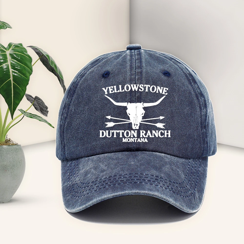 

Retro Western Cowboy Hat - YELLOWSTONE DUTTON Ranch hard school embroidered cow-head printed baseball cap for both men and women