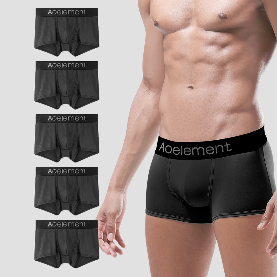 

5PCS Men's underwear summer new ice silk boxer toe one-piece panties men's breathable cool boxer bottoms