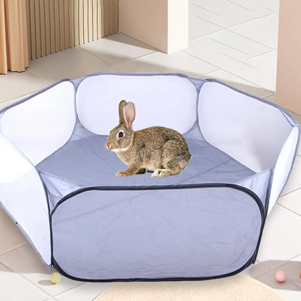 Small Pet Playpen Breathable Mesh Prevent Escape Collapsible Hexagonal Playpen Rabbits Guinea Pig Rabbit Kitten Cage Tent Toy Pe