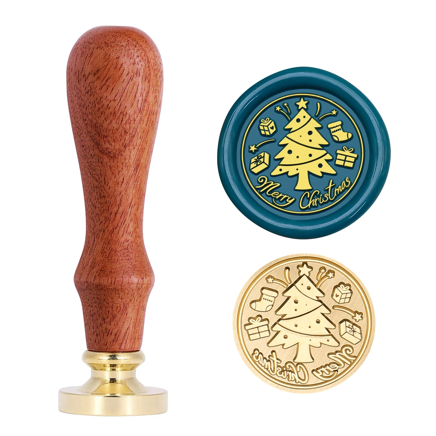 Christmas Tree Wax Seal Stamp Set (Includes One Handle + 25mm Stamp Head) - Perfect for Love Letters, Invitations, Holiday Greeting Cards, Journal Scrapbook Decorations, DIY Crafts, Christmas, Christmas Eve