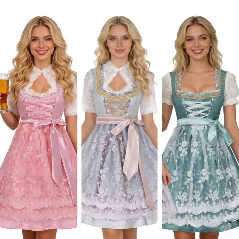 

Немецкое платье для Октоберфеста 2026 для женщин (включает нижнее белье и фартук), костюм для Хэллоуина и карнавала, наряд горничной в баварском стиле