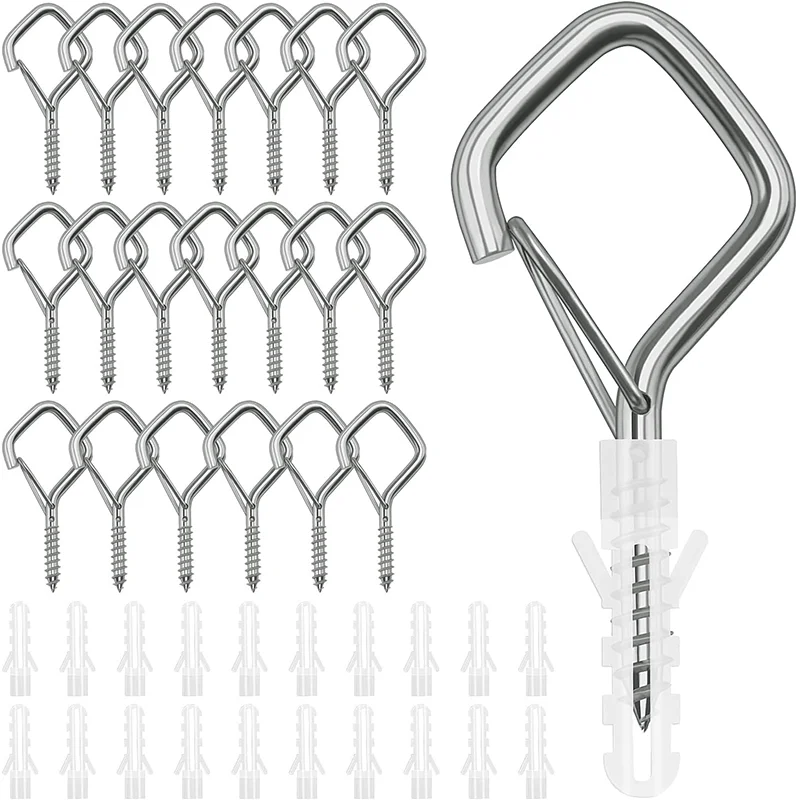 10/20 PCS Q-Hanger Hooks Outdoor, Screw Hooks for Outdoor String Lights, Screw Hooks with Safety Buckle, for Hanging Plants