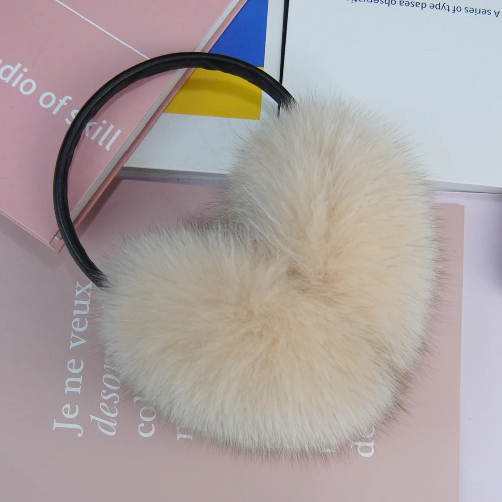 New Women Winter Warm Fluffy Girls Outdoor Windproof Real Fox Fur Ear-cap Natural Real Fox Fur Earmuffs Genuine Fox Fur EarMuff