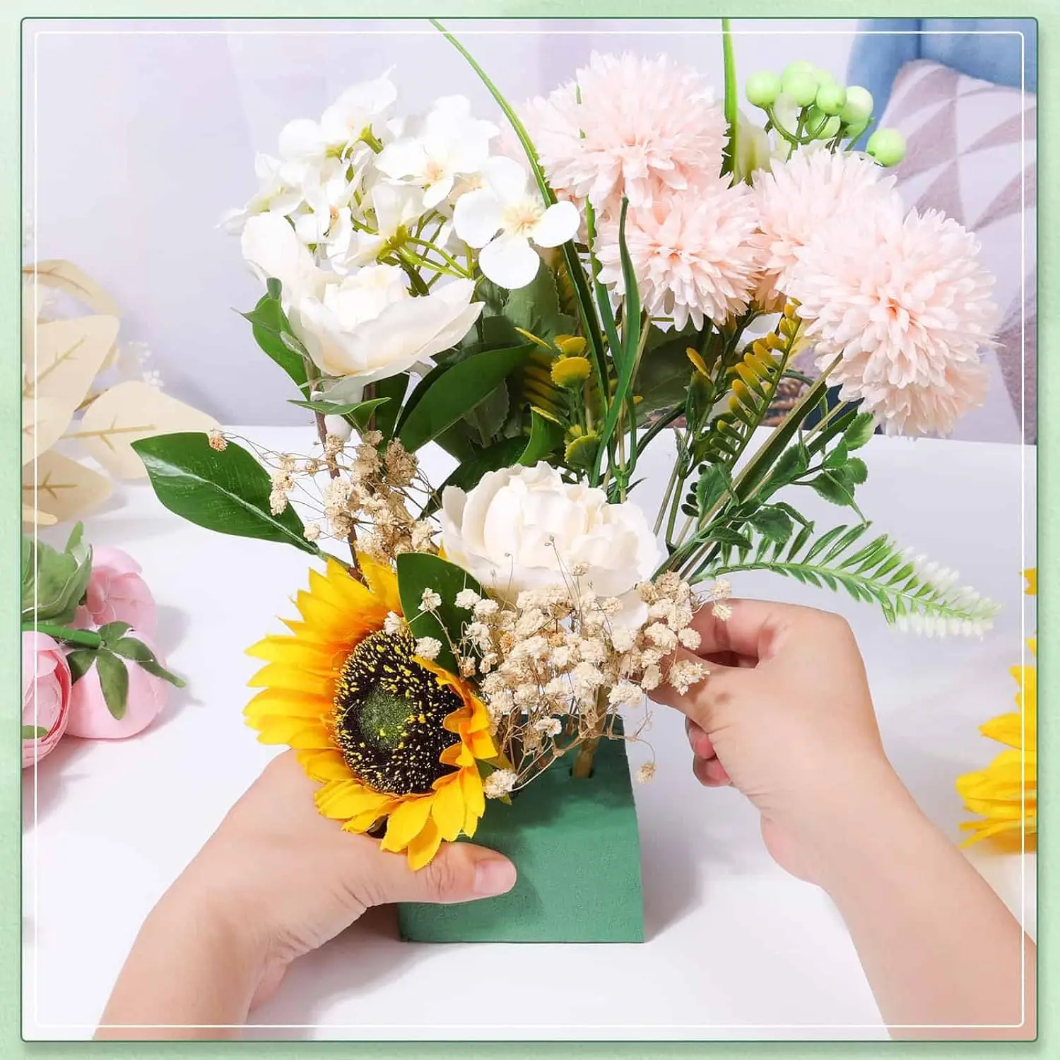 Green Floral Foam Block DIY Flower Arrangement Sponge Dry Wet Absorbent Bricks for Flower Birthday Wedding Garden Decoration