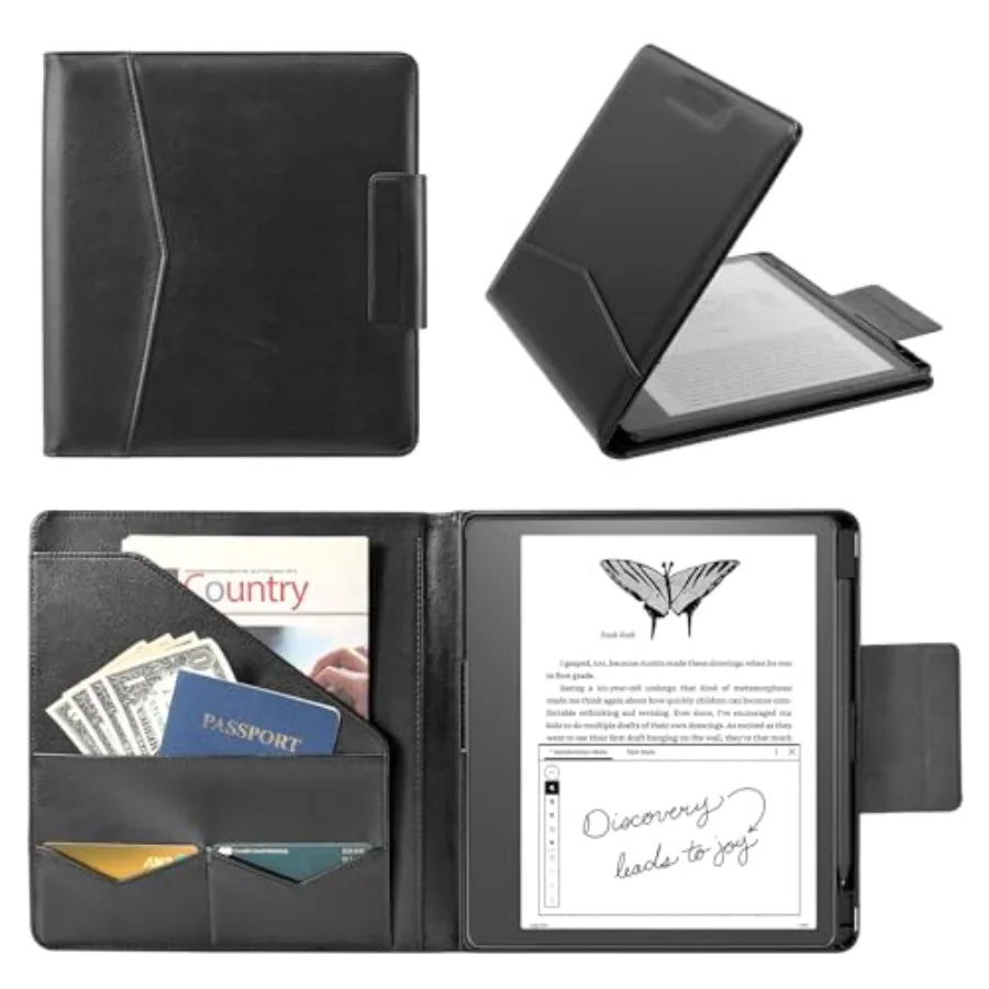 

Premium PU Leather Case for Kindle Scribe 10.2" TouchPad D10 Boox Note Air 3 Folio Cover with Pen Holder Auto Sleep/Wake Card S