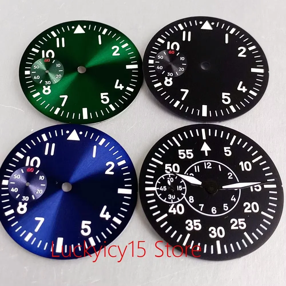 Black Blue Green 37mm Watch Dial Face Hands Kit for Sea-gull ST3600 ETA 6497 Movement Watch Parts Watchmaker Tools