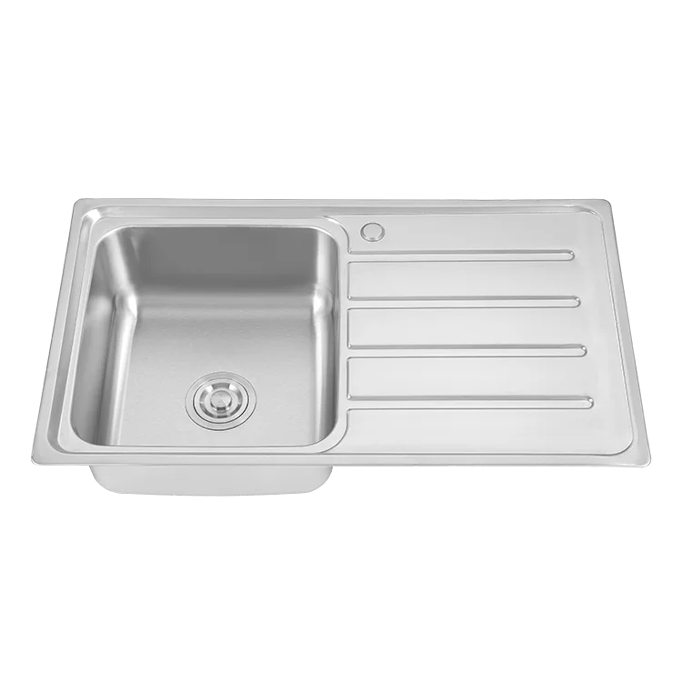 

Modern Design OEM Kitchen Sink Single Bowl 304 Stainless Steel Square Shape With Counter Drainboard Manufactured Sink Makers