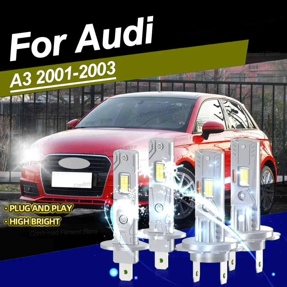 

2/4Pcs 30000LM H1 High Beam LED Headlight Auto Lights Bulb H7 Upgrade CSP Chip 6000K Plug and Play For Audi A3 2001-2003