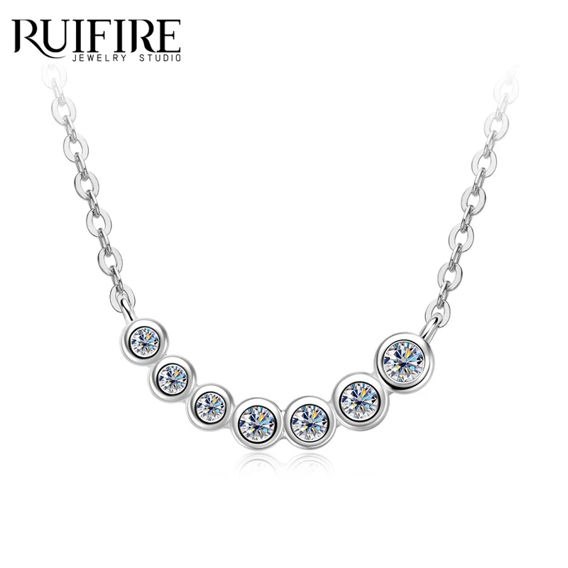

RUIFIRE D Color Moissanite 925 Sterling Silver Pendant Necklaces White Gold Plated Link Chain Jewelry For Women Luxury Gift GRA