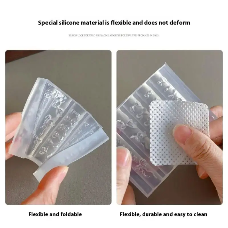 새로운 리본 실리콘 몰드 네일 아트 스탬프 DIY 수제 도구 입체 몰드 매니큐어 도구 네일 장식 액세서리