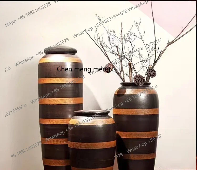 A74New monochrome glazed porcelain, ceramic vase flower arrangement landscape vase ornament outdoor