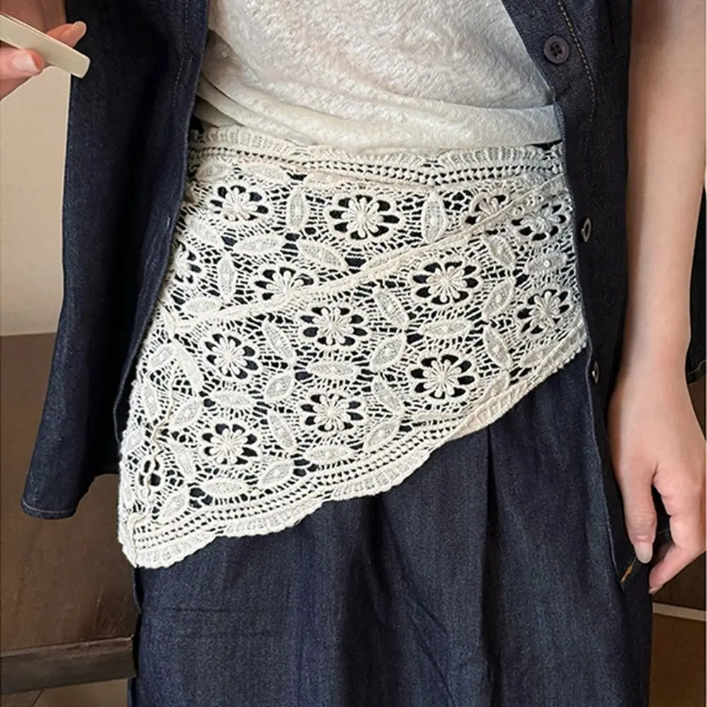 シンプルな偽の首輪レースショールケープ白い花スカーフスカーフアクセサリー服の装飾レース三角スカーフ女性