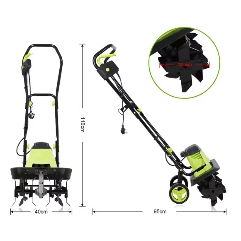 【สินค้าใหม่】เครื่องพรวนดินไฟฟ้า VERTAK 1500W, ความกว้างการทำงาน 400 มม. และความลึกการทำงาน 220 มม., เครื่องพรวนดิน 24 ใบมีดสำหรับพรวนดินในสวน