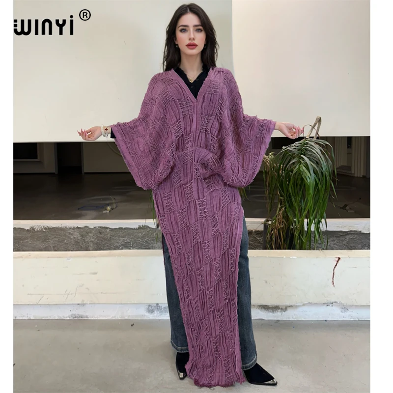 WINYI kaftan tie-dye Make an old dress summer v-neck beach cover up dress Elegant Floor-sweeping evening dress Women