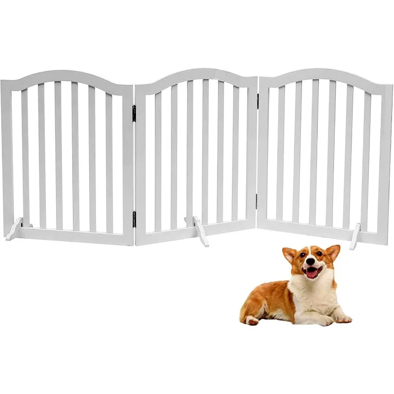 

Wooden Dog Gate Foldable Pet Fence Freestanding Pet Gates,Dog Gate for Stairs,House Pet Gate for Dogs