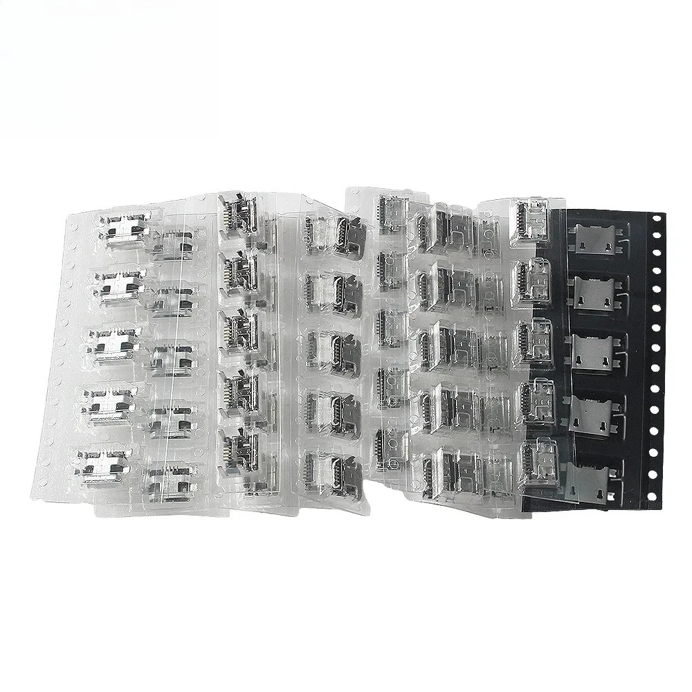 60pcs Micro USB Connector Socket Kit 5 Pin Socket Connectors Assortment (SMD + DIP) for DIY Electronics & Repair Projects