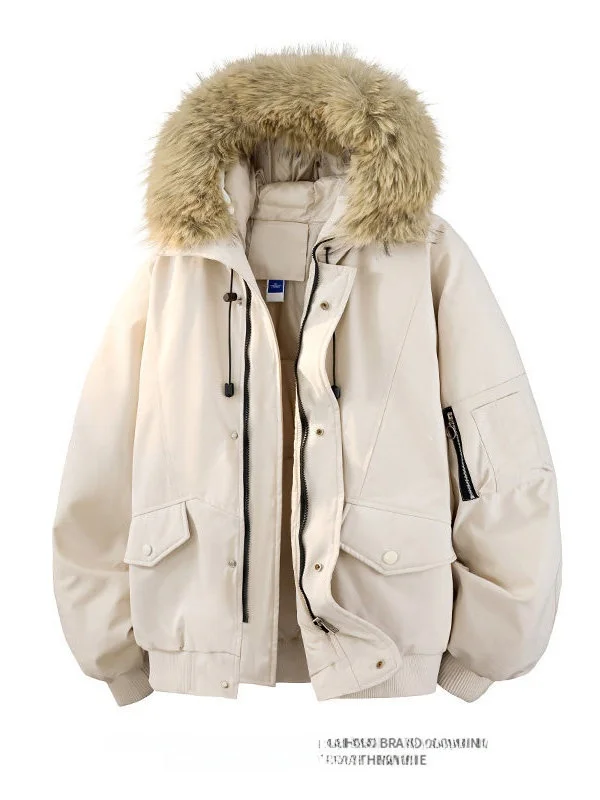 

Зимняя утепленная хлопковая куртка 2025 года для мужчин: свободная повседневная универсальная модель с капюшоном, наполненная полиэфирным волокном