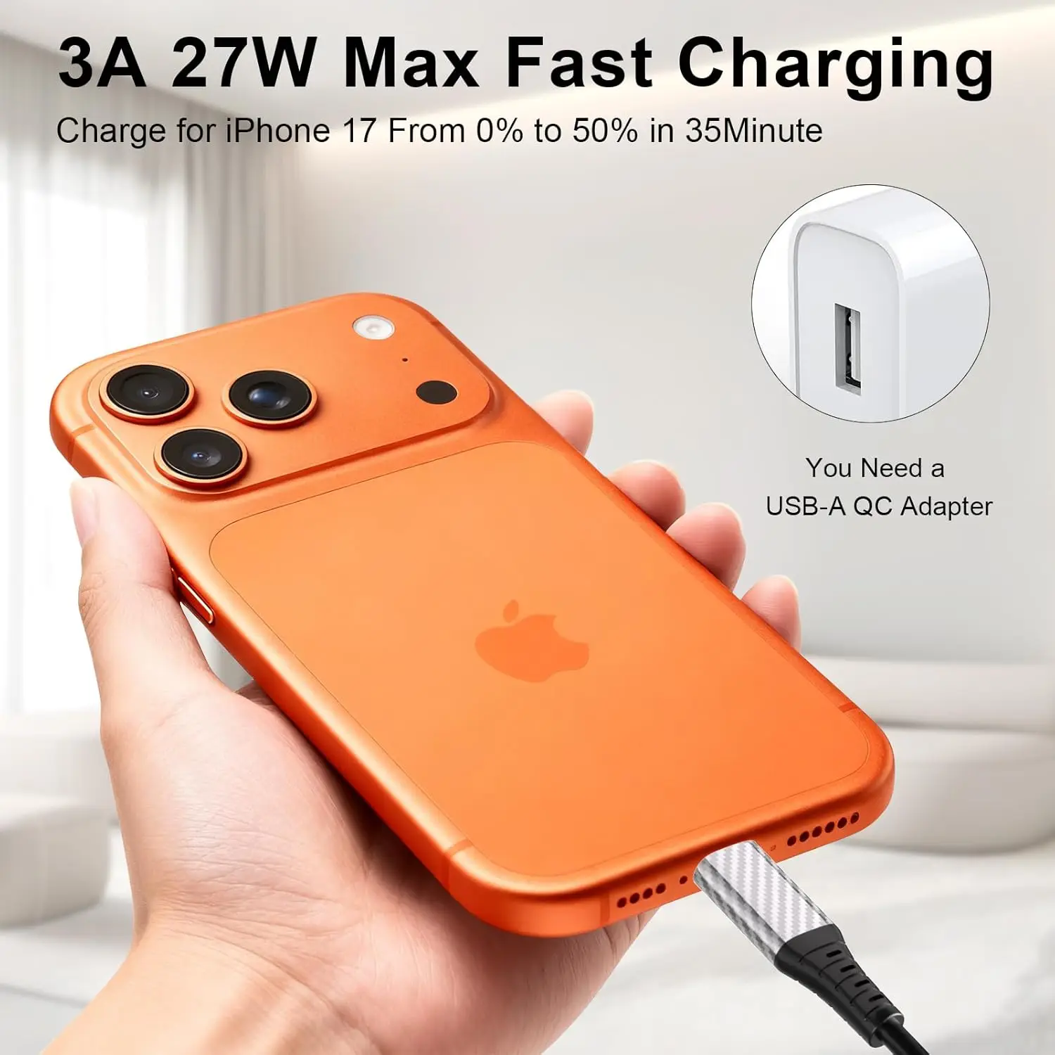 6M Extra Long USB C Cable Fast Charging Extension Cord USB A to USB Type C for Xiaomi Security Cameras iPhone 17/16/15 Samsung