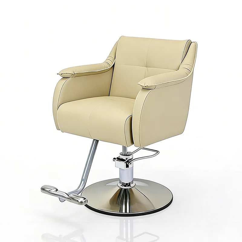 Modern Barbershop Salon Furniture Silver Round Base Small Styling Chair Wholesale Adjustable Rotation Women Barber Chair