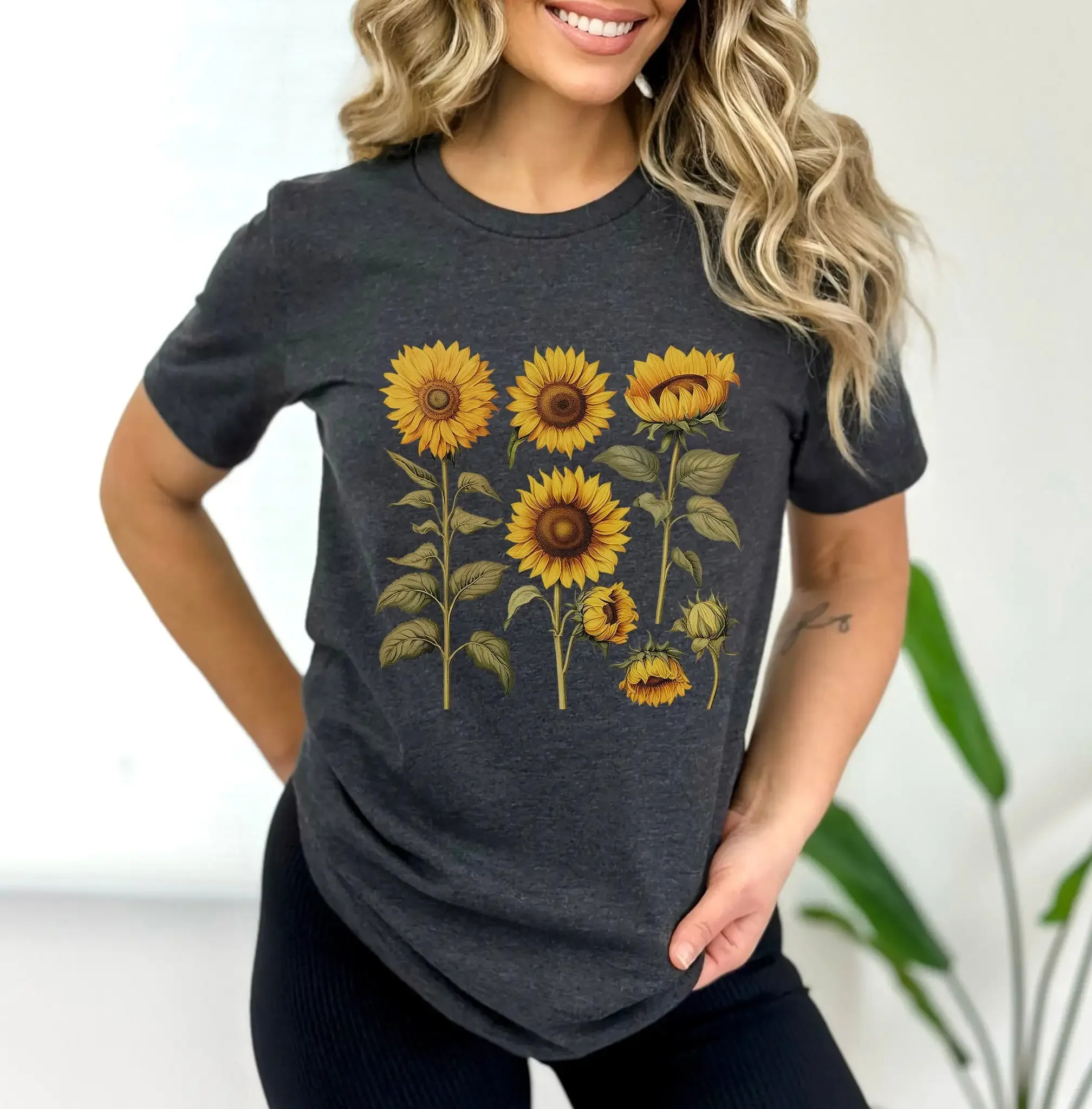 Sunflower T shirt Flower Bella Canvas Sunflowers Trendy Pressed Flowers