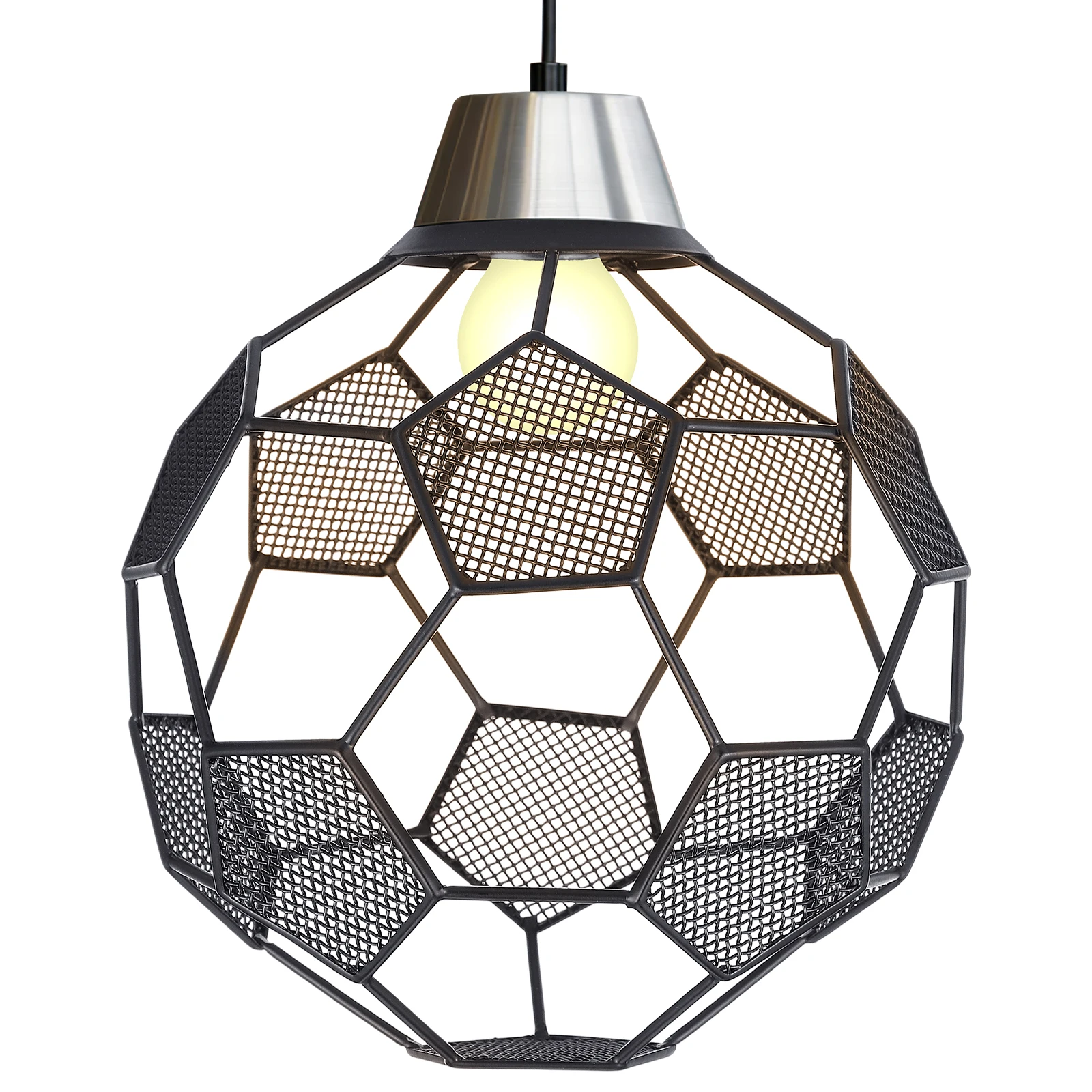 

Metal Lampshade Hollow Out Design Soccer Shaped Pendant Light Cover Unique Lamp Shade for Hanging Lamp Modern Wire Light Fixture