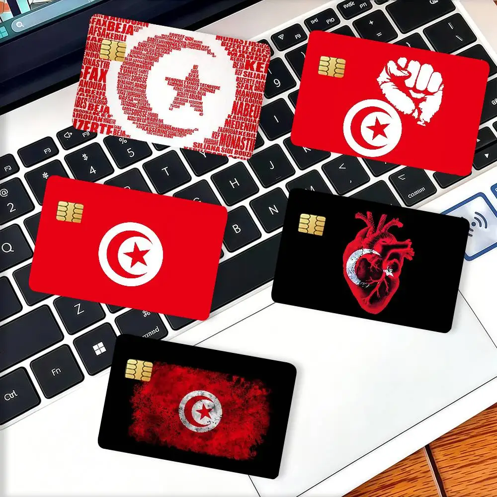 Nation T-Tunisia flag Credit Card Decorative Card Stickers Suitable For Bank Cards Metro Transit Anti-scratch Gift 4PCS