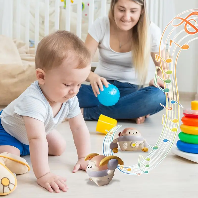 Juguete de mono eléctrico que se arrastra, música eléctrica, juguete de baile de mono, juguetes educativos tempranos, toques ligeros para niños