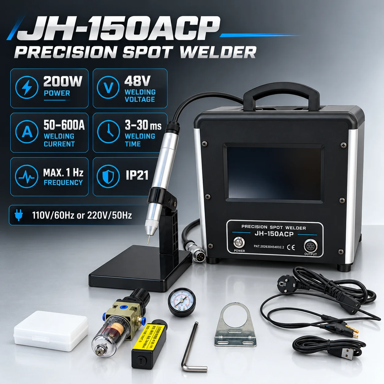 TOOLTOS JH-150ACP 150A Pulse Argon Arc TIG Spot Welder Digital Jewelry Welding Machine for Gold Titanium Repair