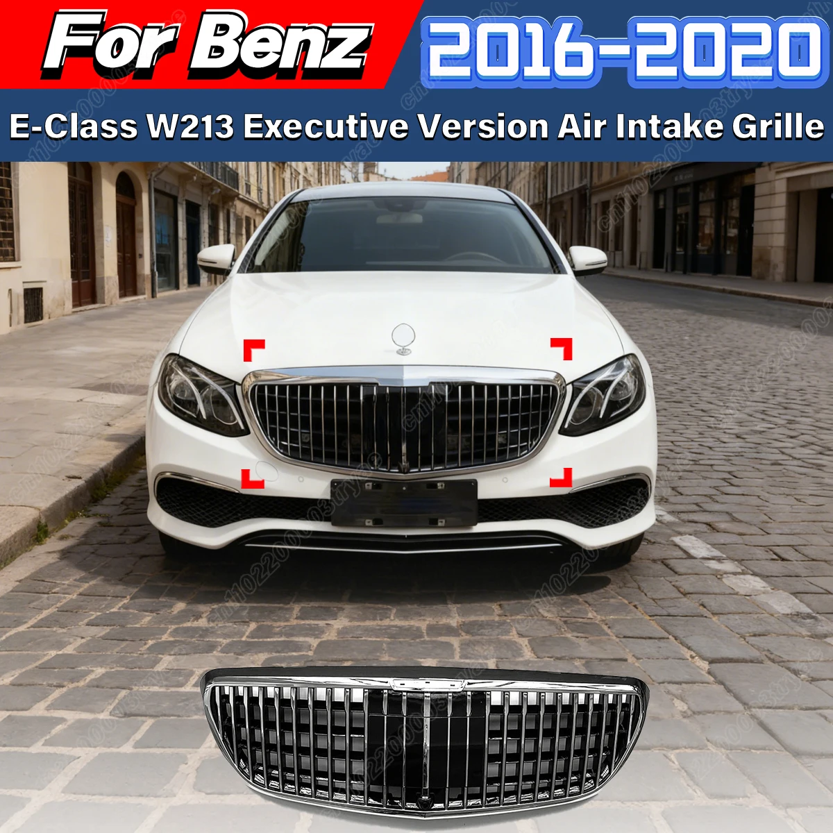 For Mercedes Benz E-Class W213 Executive Edition 2016 2017 2018 2019 2020 Car Front Bumper Maybach Style Air Intake Grille Kit