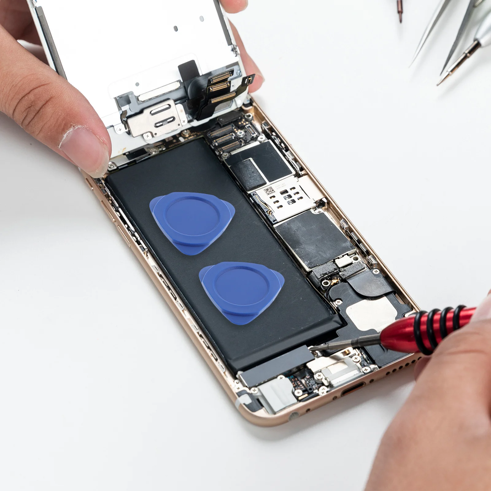 

100 шт. треугольный пластиковый инструмент для ремонта отверстия мобильного телефона, комплект для разборки экрана, инструменты для электроники