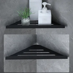 Wall Mount Shower Corner Shelf No-drill 304 Stainless Steel Corner Shampoo Body Wash Storage Organizer for Bathroom Glass Shelf