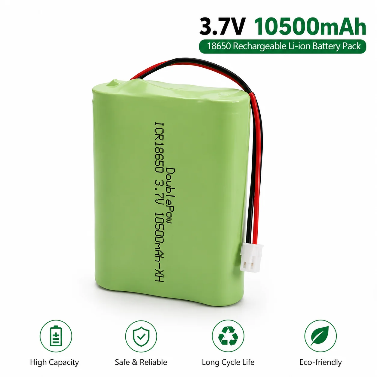 3,7 V 18650 Lithium-Akku, 10500 mAh, wiederaufladbarer Akku, Megafon-Lautsprecherschutzplatine + XH2.54/PH2.0-Stecker