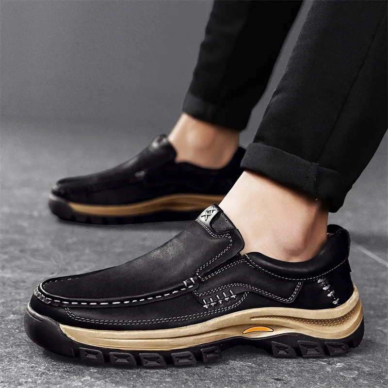 

Fashionable Men's Casual Leather Shoes Outdoor Anti Slip Breathable Men's Hiking Shoes
