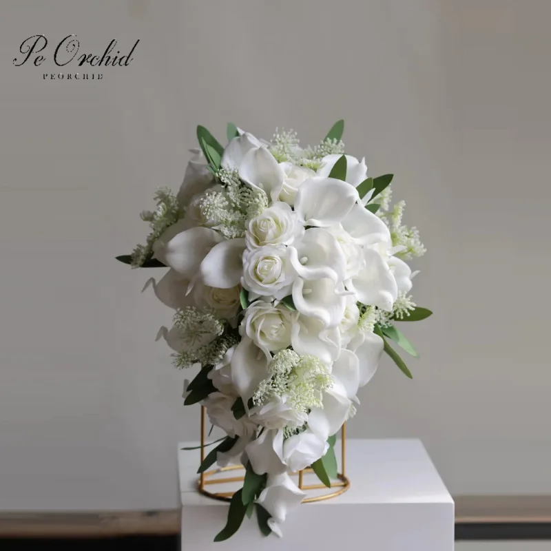 peorchid-real-touch-calla-lily-bride-bouquet-of-flowers-faux-ivory-roses-lace-eucalyptus-gelin-buketi-handmade-wedding-bouquet